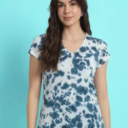 CHARMGAL Tie and Dye V-Neck Cap Sleeves T-shirt-image-69