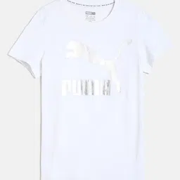 Puma Girls White Printed Round Neck T-shirt-image-35