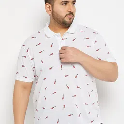 THE MILLION CLUB Men Printed Polo Collar Cotton T-shirt-image-55