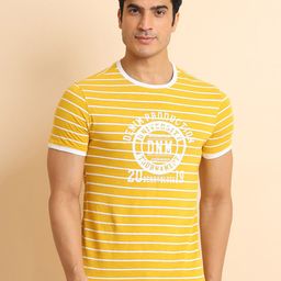 berry blues Striped Short Sleeves Cotton T-shirt-image-94