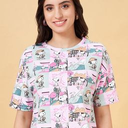 Honey by Pantaloons Women Floral Printed V-Neck Raw Edge Boxy T-shirt-image-70