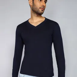 Fleximaa V-Neck Long Sleeves Pure Cotton T-shirt-image-34