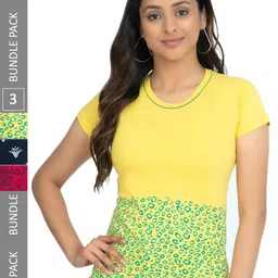 IndiWeaves Pack Of 3 Printed Round Neck Pure Cotton T-shirt-image-19
