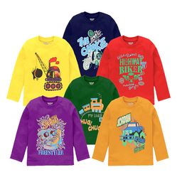 Kiddeo Boys Pack of 6 Printed Round Neck Pure Cotton T-shirt-image-22