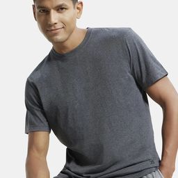 Jockey Men Grey Solid Round Neck Pure Cotton T-shirt-image-89