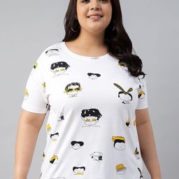 JUNEBERRY Women Printed Round Neck Pure Cotton Tshirt-image-81