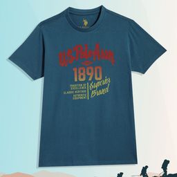 U.S.Polo Assn. Kids Boys Teal Blue Printed Pure Cotton T-shirt-image-86