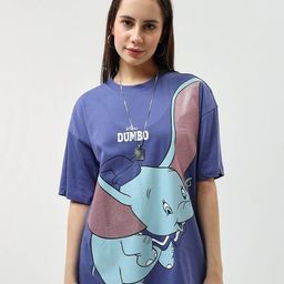 Bewakoof Blue Dumbo Printed Drop-Shoulder Sleeves Pure Cotton Oversized T-shirt-image-59