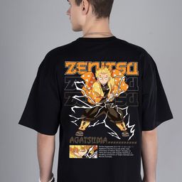 PRONK Zenitsu Printed Drop-Shoulder Sleeves Pure Cotton Oversized T-Shirt-image-31