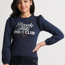 Beverly Hills Polo Club Girls Typography Printed Pure Cotton Casual Top-image-87