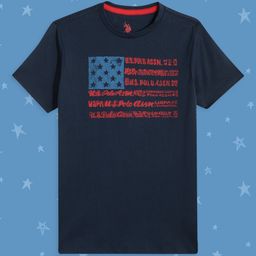 U.S. Polo Assn. Kids Boys Navy Blue Printed Pure Cotton T-shirt-picture-17