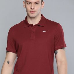 Reebok Men Maroon Polo Collar Pure Cotton T-shirt-image-29