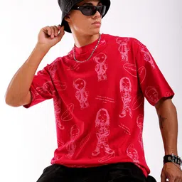 The Indian Garage Co Men All Over Printed Round Neck Boxy Oversized T-shirt-image-89
