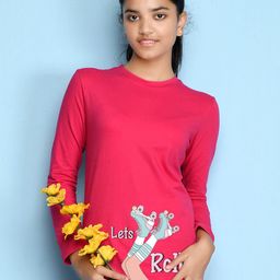 NUSYL Girls Pink V-Neck T-shirt-image-74