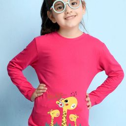 Nusyl  Girls Pink Printed T-shirt-picture-46