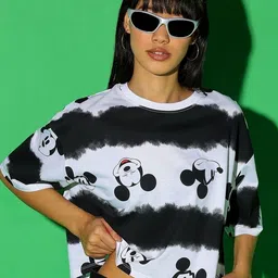 Bewakoof x Official Disney Merchandise Mickey Mouse Print Oversized Crop Top-image-22