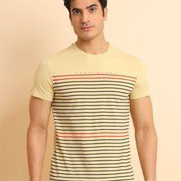 berry blues Striped Short Sleeves Cotton T-shirt-image-84