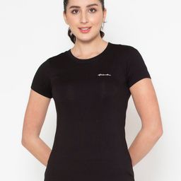 BODYACTIVE Women Black Slim Fit Training or Gym T-shirt-image-99