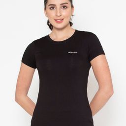 BODYACTIVE Women Black Slim Fit T-shirt-image-70