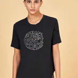 Ajile by Pantaloons Typography Printed Short Sleeves Relaxed Fit Running Sports T-shirt-image-25