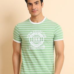 berry blues Striped Round Neck Short Sleeves Cotton T-shirt-image-72