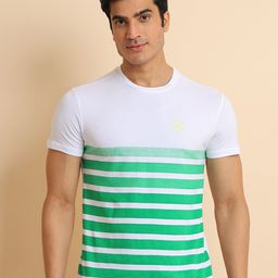 berry blues Striped Short Sleeves Cotton T-Shirt-image-99
