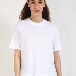 Tommy Hilfiger Women Solid Round Neck Cotton Relaxed Fit T-shirt-image-54