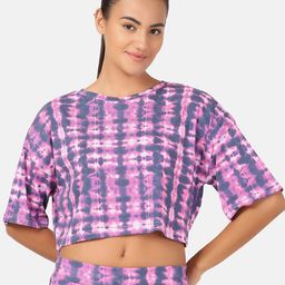 Aesthetic Bodies Women Pink & Purple Tie and Dye Dyed Drop-Shoulder Oversized Cotton T-shirt-image-81