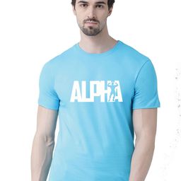 Friskers Men Turquoise Blue Typography Printed Applique T-shirt-image-62