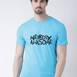 Friskers Men Turquoise Blue Typography Printed T-shirt-image-71