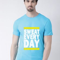Friskers Men Turquoise Blue Typography Printed Applique T-shirt-image-68