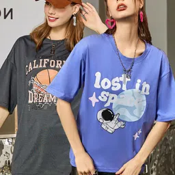 Christy World Pack of 2 Typography Printed Oversized T-shirt-picture-49