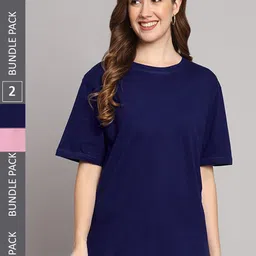 Funday Fashion Pack Of 2 Cotton Oversized T-shirts-image-57