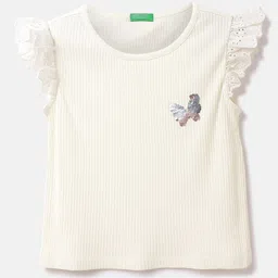 United Colors of Benetton Girls Round Neck Embellished Cotton T-shirt-image-16