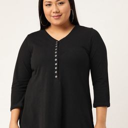 theRebelinme Plus Size Women Black A- Line Cotton T-shirt-picture-33