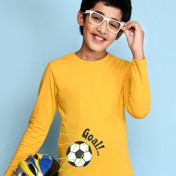 NUSYL Boys Yellow & White Printed T-shirt-image-78