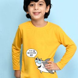 NUSYL Boys Yellow & White Printed T-shirt-image-10