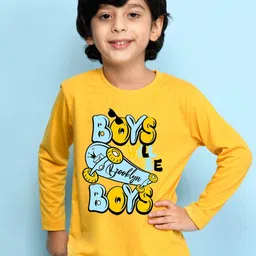 NUSYL Boys Yellow Printed Cotton T-shirt-picture-5