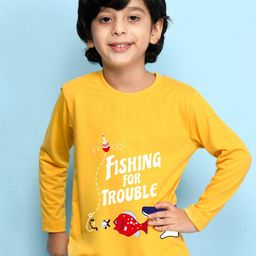 NUSYL Boys Yellow & White Typography Printed T-shirt-image-79