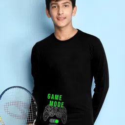 NUSYL Boys Black Placement Print T-shirt-image-90