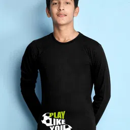 NUSYL Boys Black & Green Typography T-shirt-image-34
