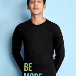 NUSYL Boys Black Typography Printed T-shirt-image-78