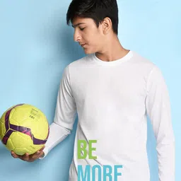 NUSYL Boys White & Green Typography Printed T-shirt-image-38