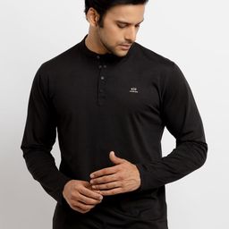 Status Quo Men Black Henley Neck T-shirt-image-93