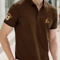 Eyebogler Polo Collar Applique Cotton Regular T-shirt-picture-24