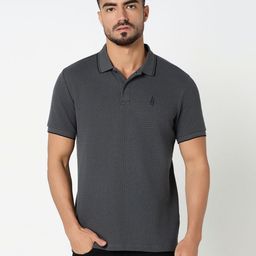 R&B Men Solid Polo Collar Cotton T-shirt-image-63