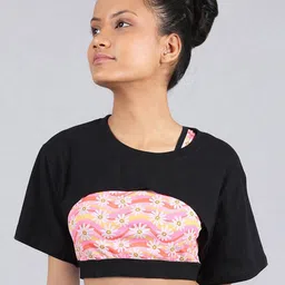 DChica Girls Round Neck Bust Cut Cotton Crop Sports T-shirt-picture-21