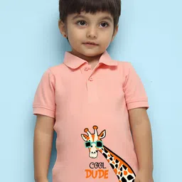 NUSYL Kids Giraffe Printed Polo Collar T-shirt-image-24