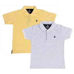 BAESD Boys Pack of 2 Cotton Short Sleeves Polo Collar Embroidered T-shirts-image-3