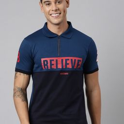 DIXCY SCOTT Typography Printed Polo Collar Cotton Casual T-shirt-image-123
